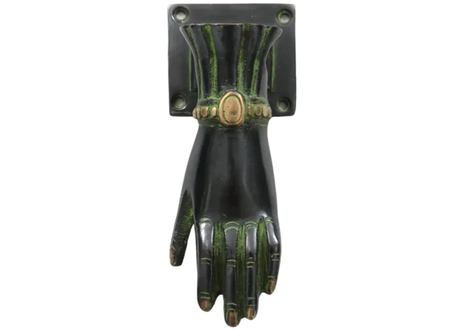 Green Brass Hand Door Knocker