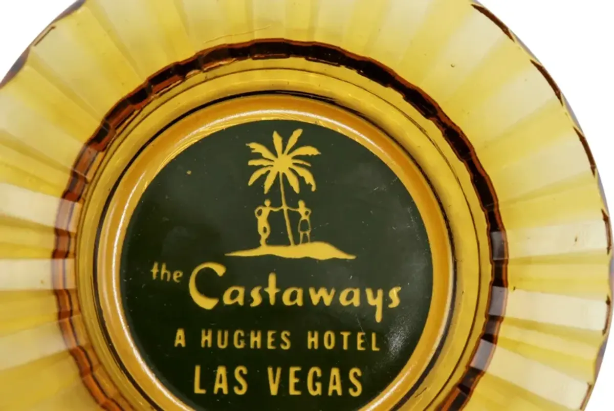 Castaways Hotel Las Vegas Glass Ashtray - Yellow