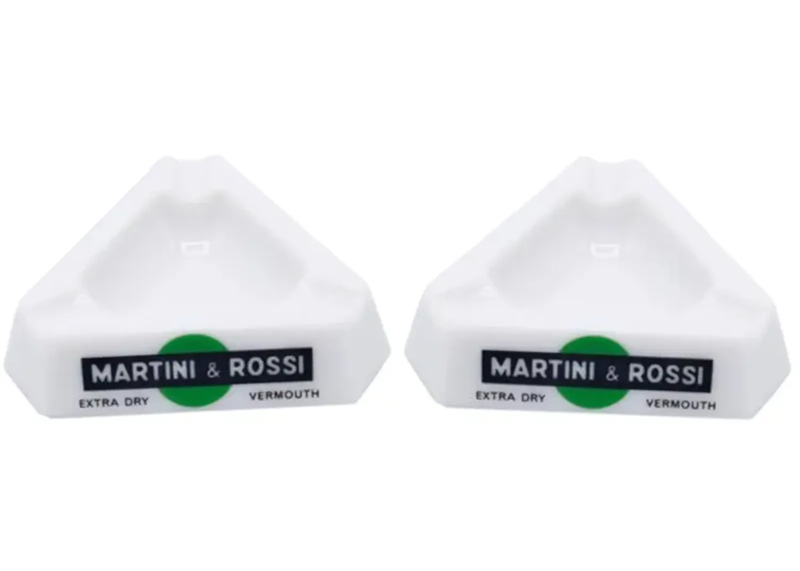 Martini & Rossi French Ashtrays - a Pair - Green