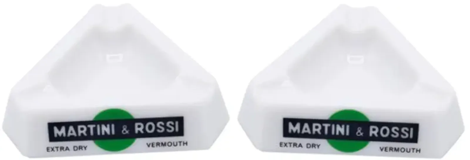 Martini & Rossi French Ashtrays - a Pair - Green