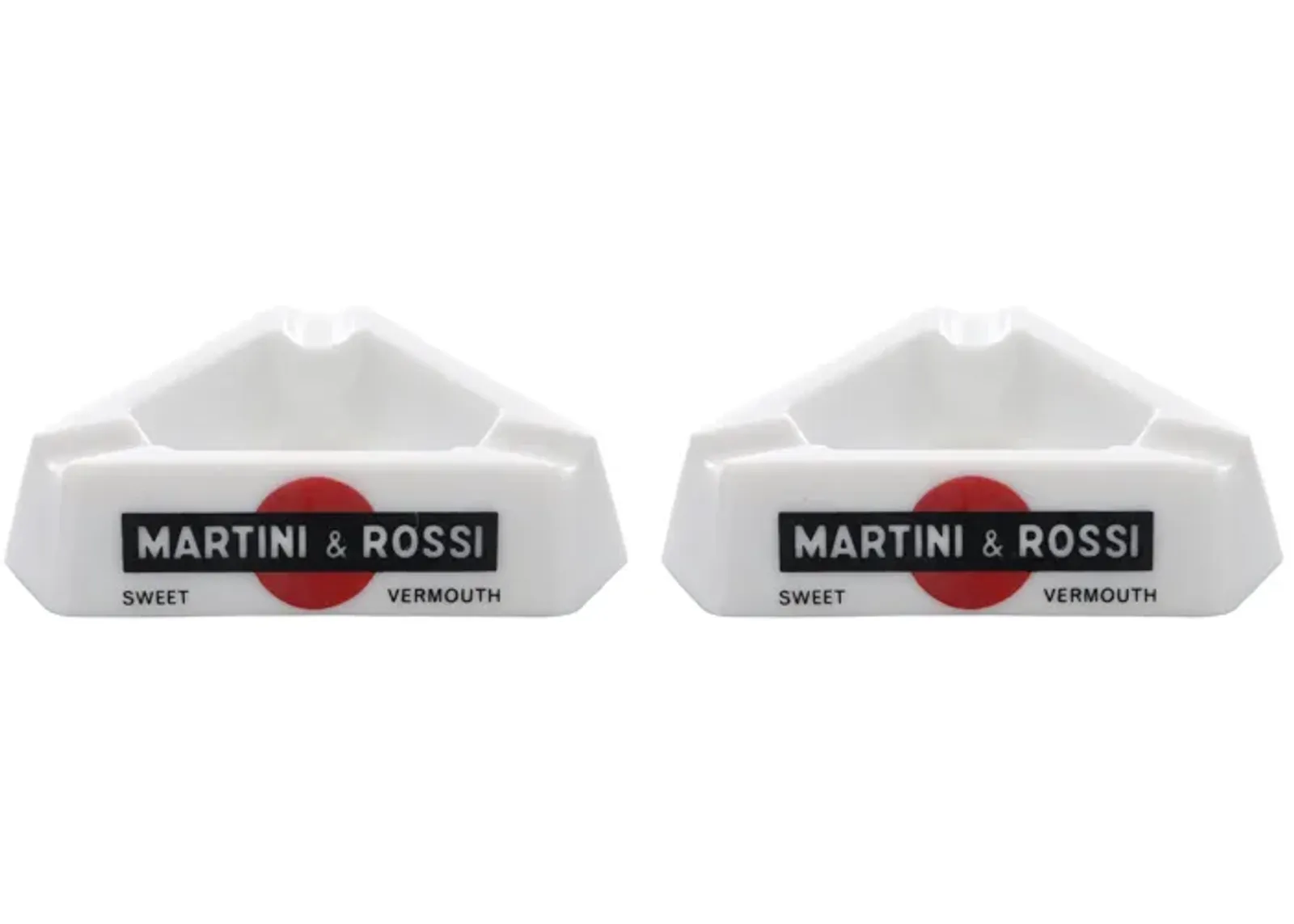 Martini & Rossi French Ashtrays - a Pair - White