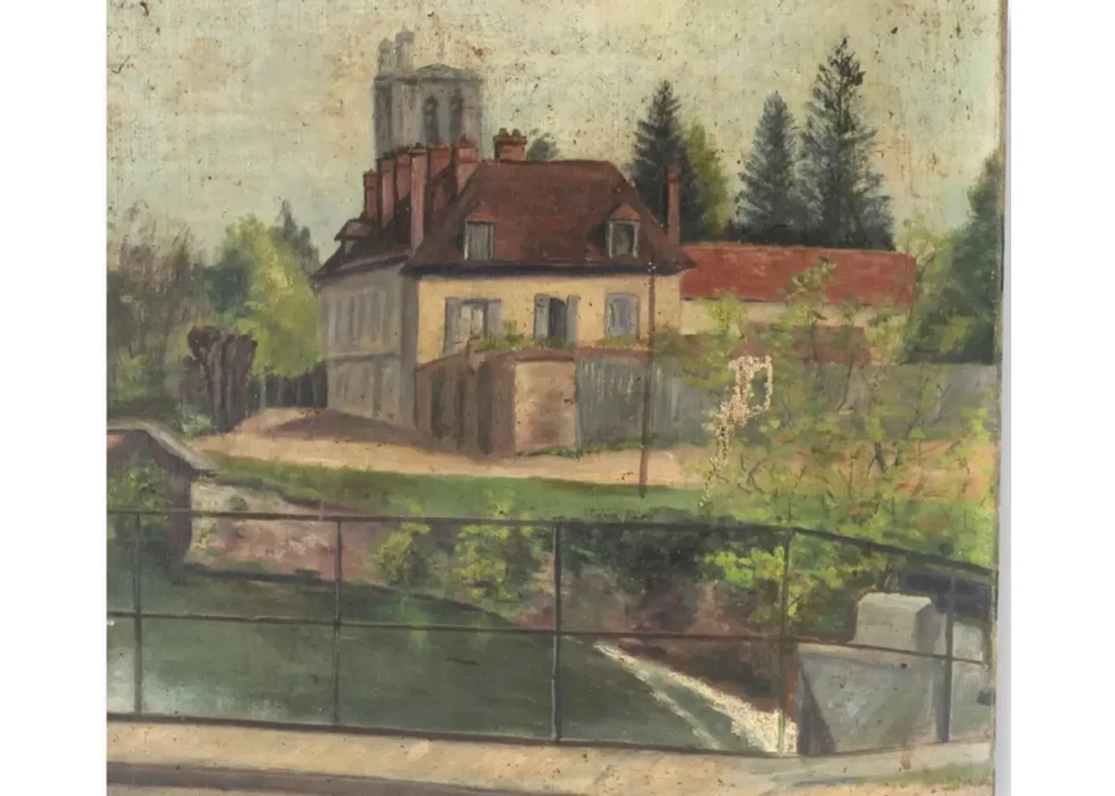 1910 French Cityscape - Brown