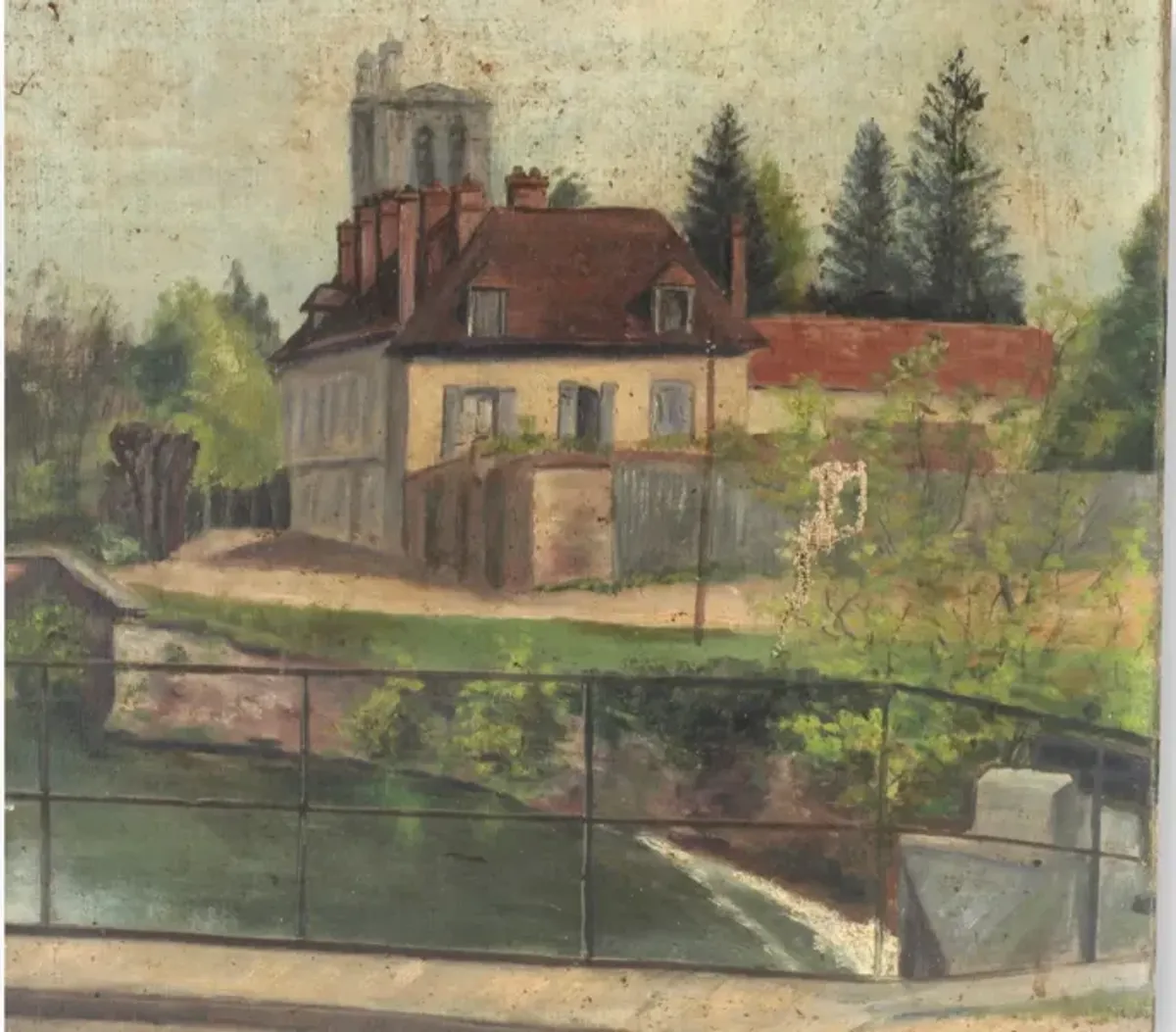 1910 French Cityscape - Brown