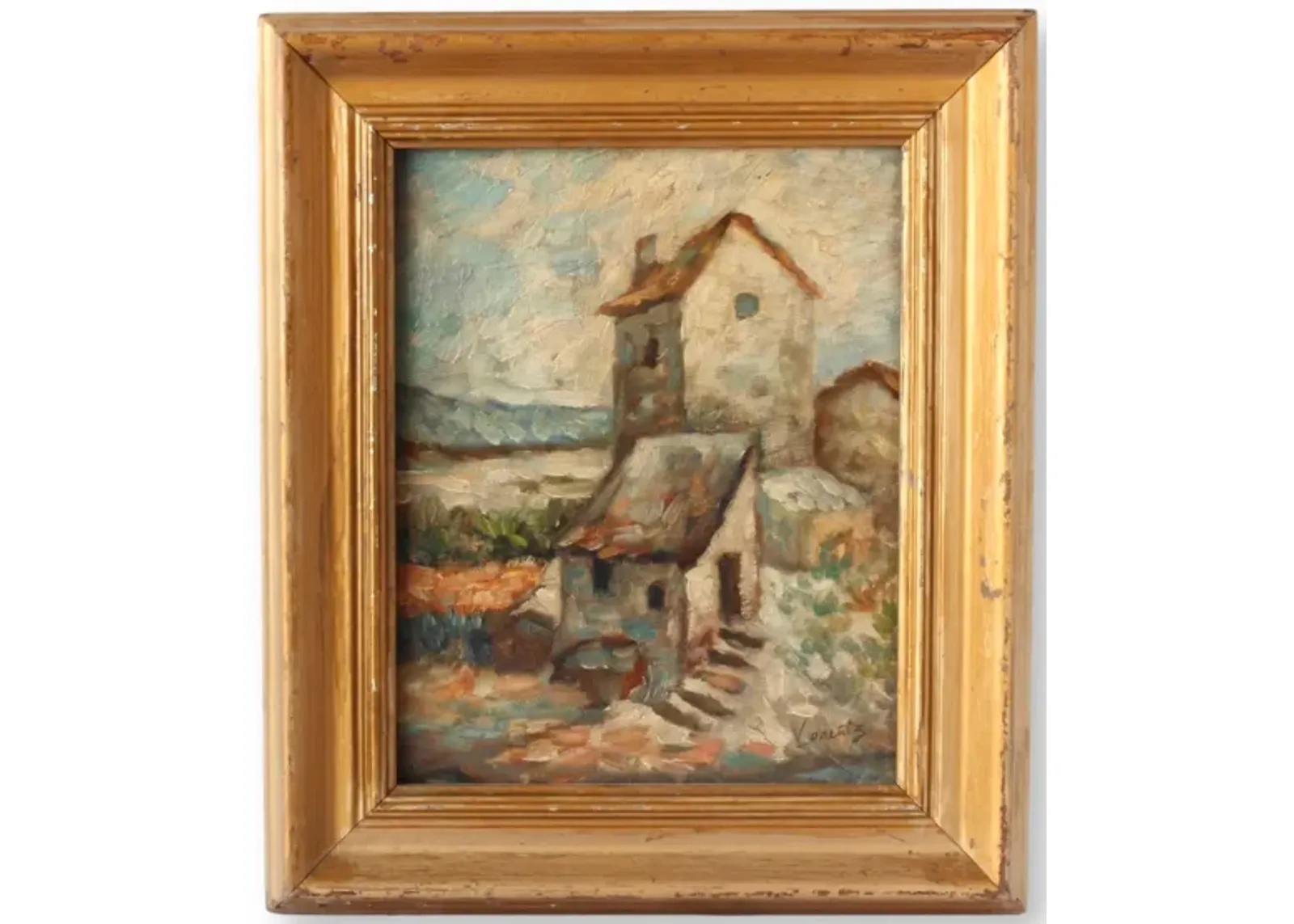 Antique French Village Scene