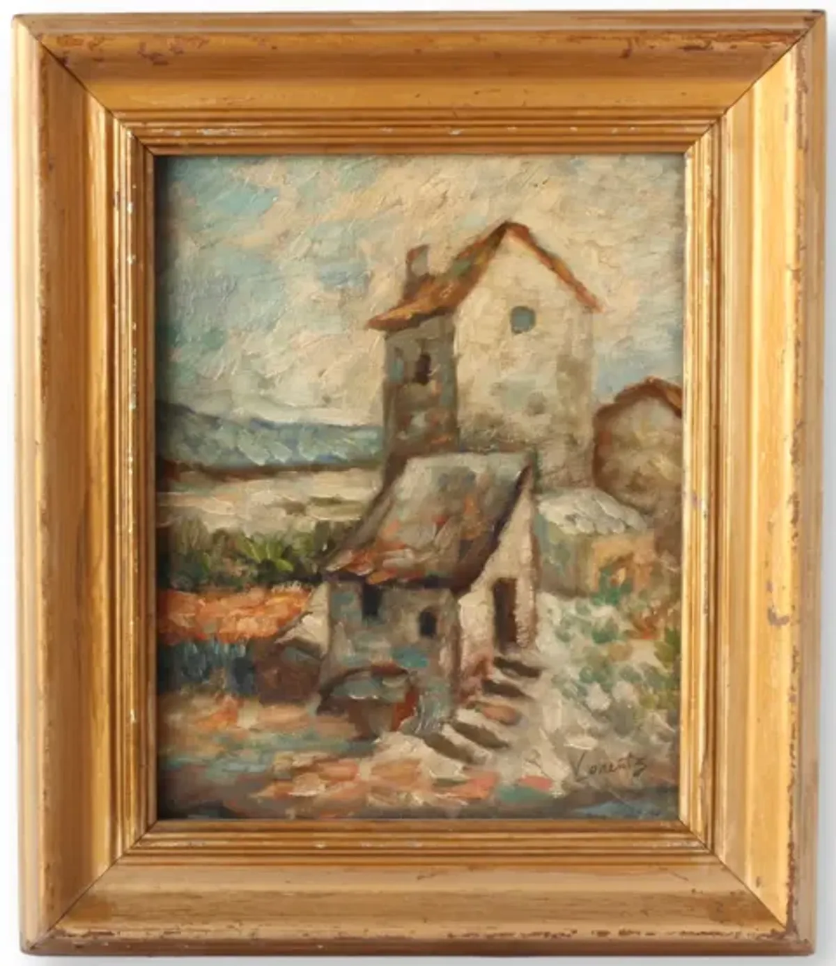 Antique French Village Scene