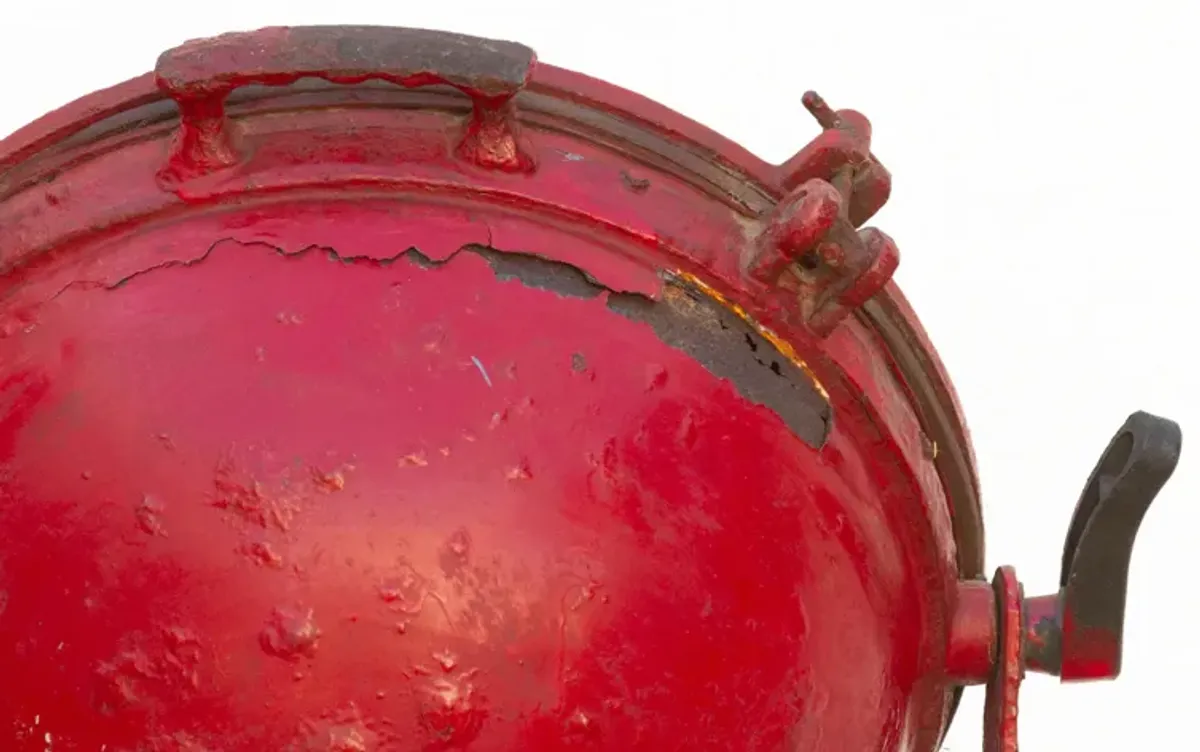 Antique Industrial Red Ship Lantern - de-cor