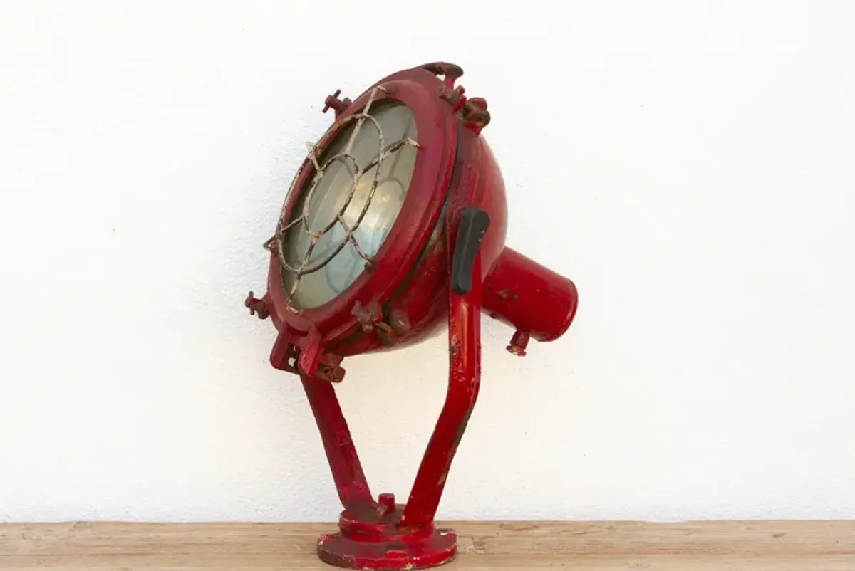 Antique Industrial Red Ship Lantern