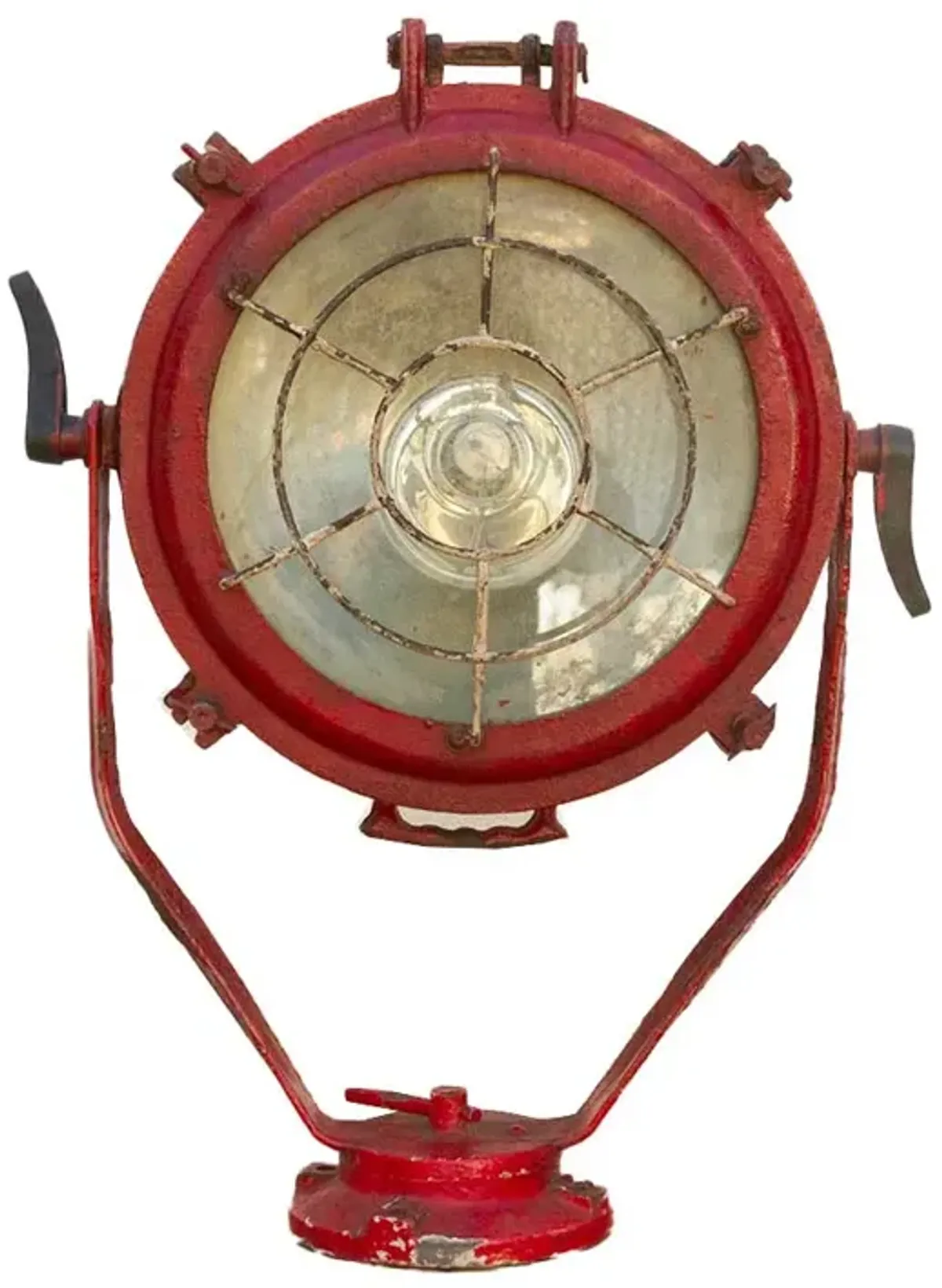 Antique Industrial Red Ship Lantern - de-cor