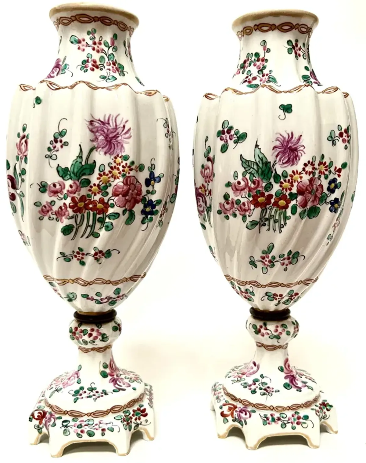 1800s Porcelaine de Paris Pedestal Vases - The Emporium Ltd.