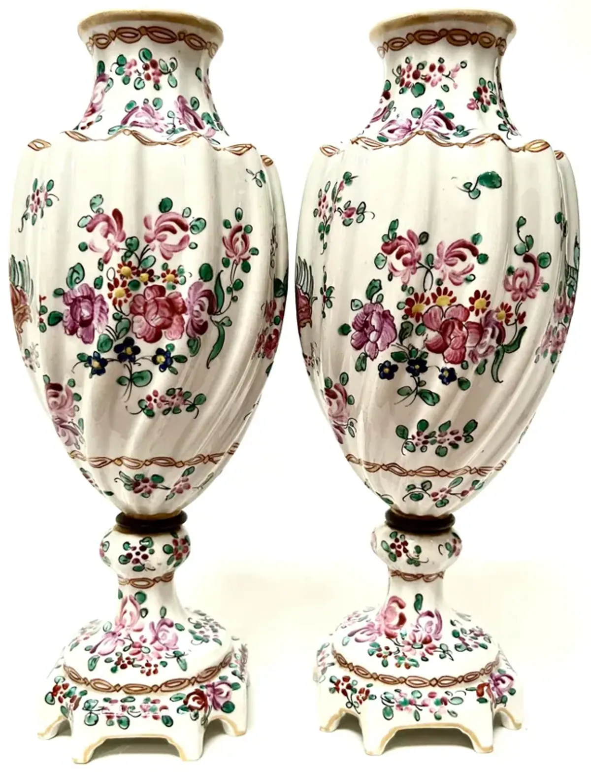 1800s Porcelaine de Paris Pedestal Vases - The Emporium Ltd.