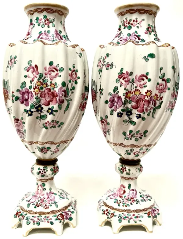 1800s Porcelaine de Paris Pedestal Vases - The Emporium Ltd.