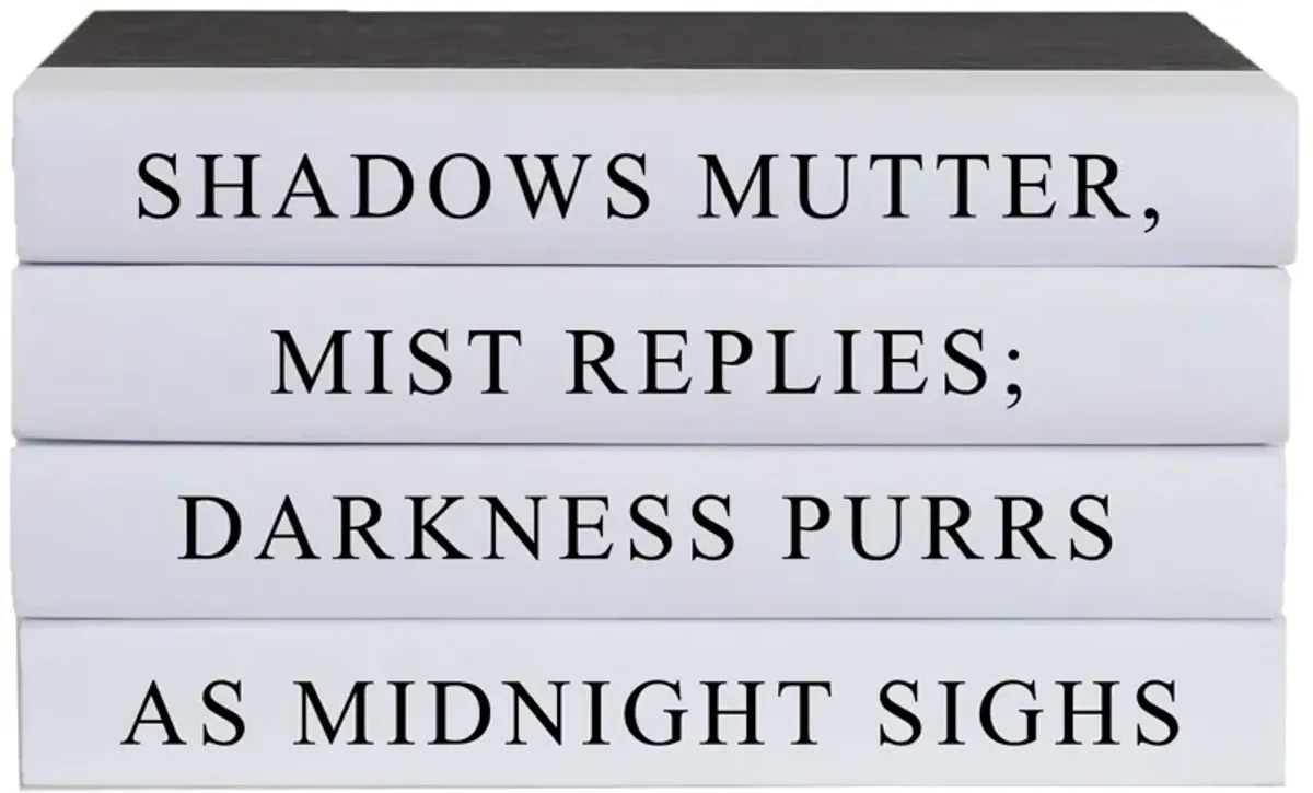 Shadows Mutter Quote Book Stack - White