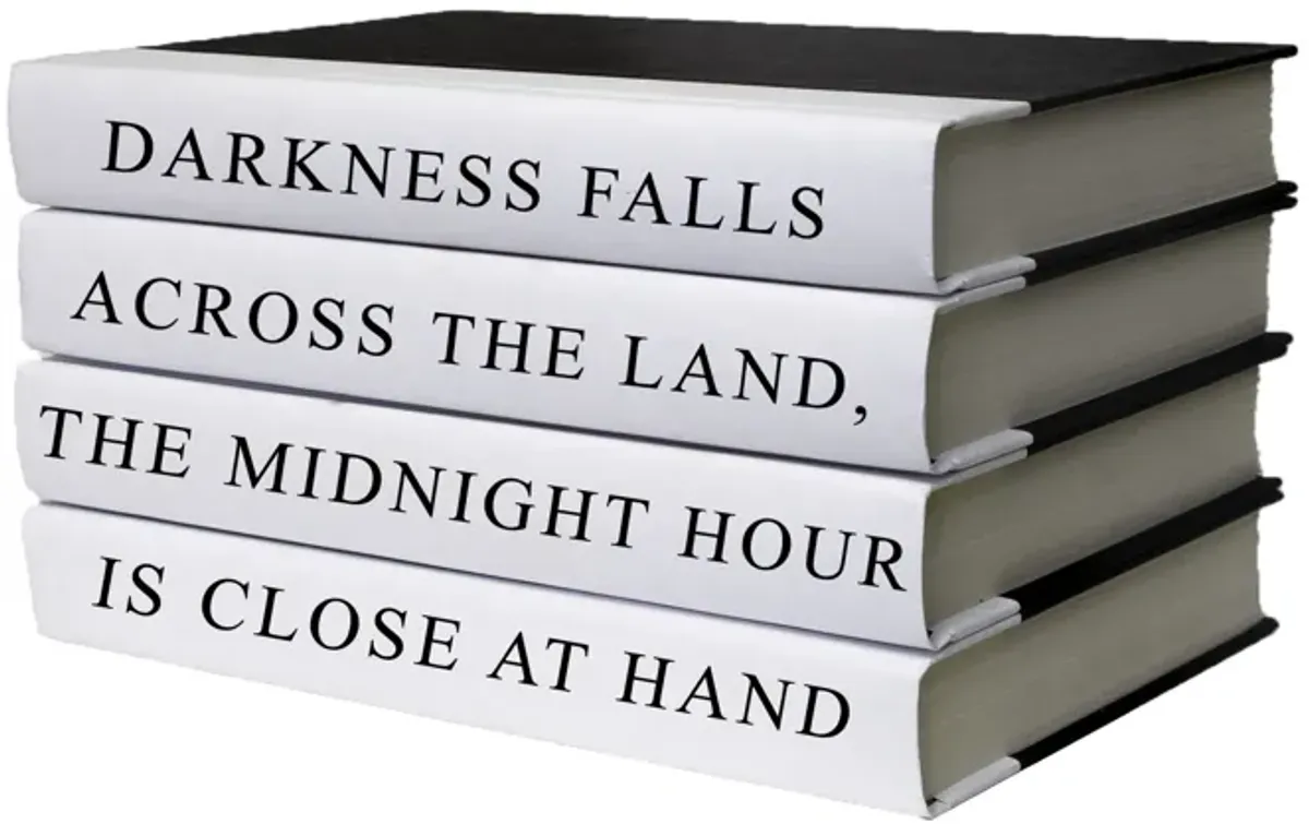 Darkness Falls Quote Book Stack - White