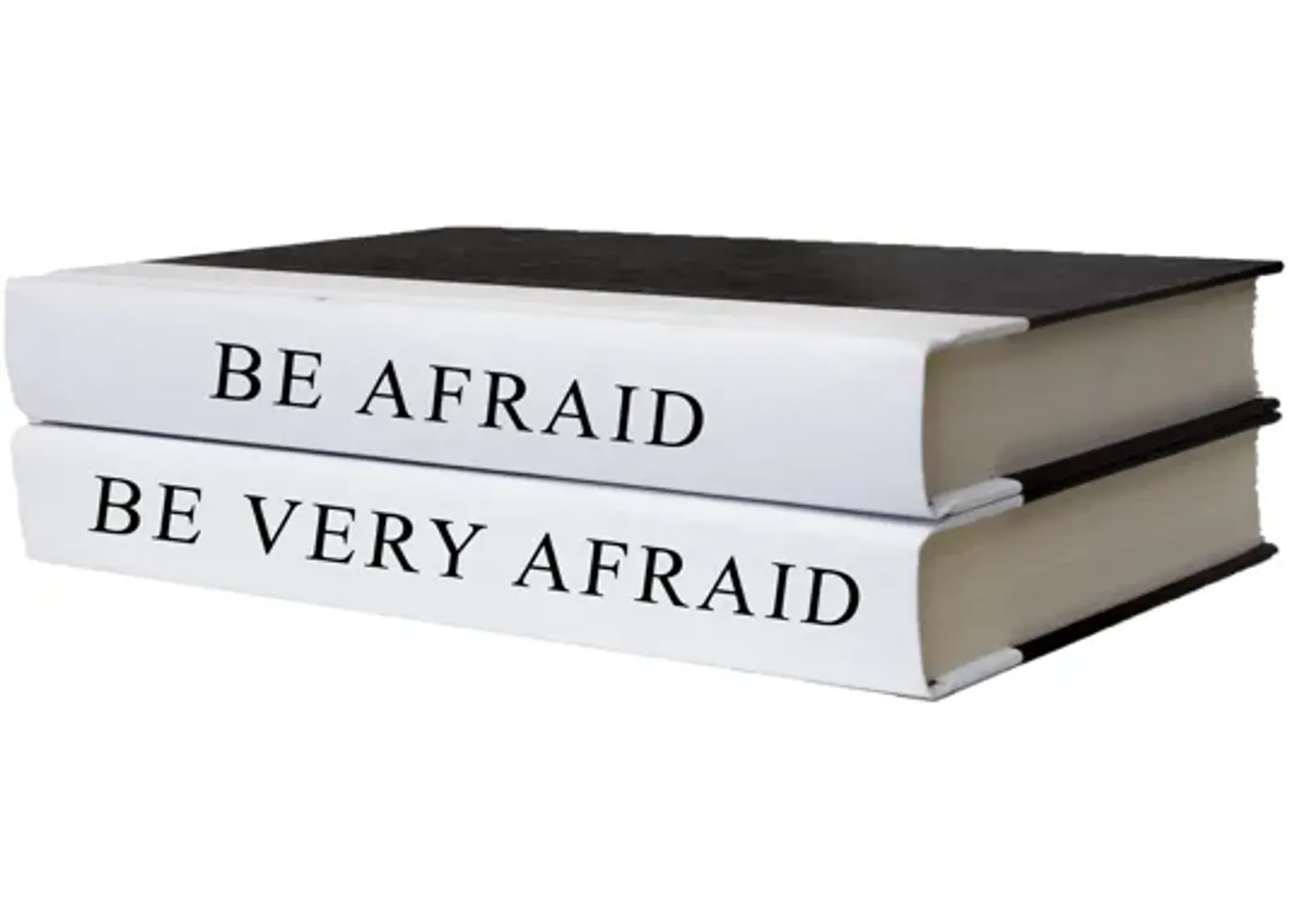 Be Afraid Quote Book Stack - White