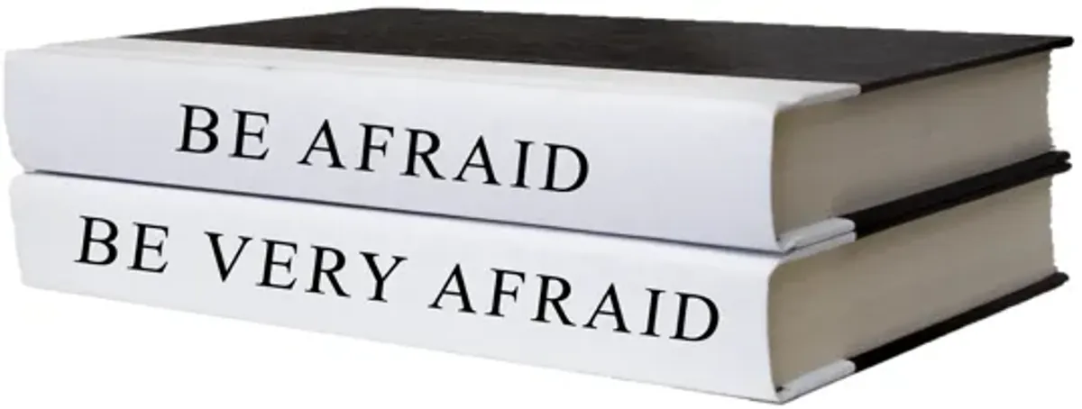 Be Afraid Quote Book Stack - White