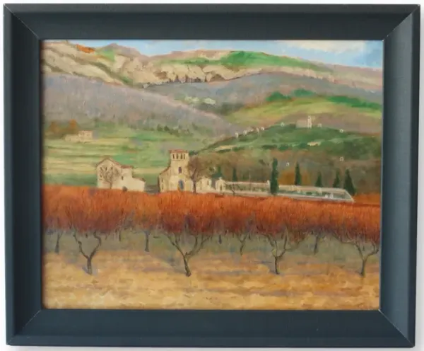Midcentury French Vineyard Landscape - Rose Victoria - Blue