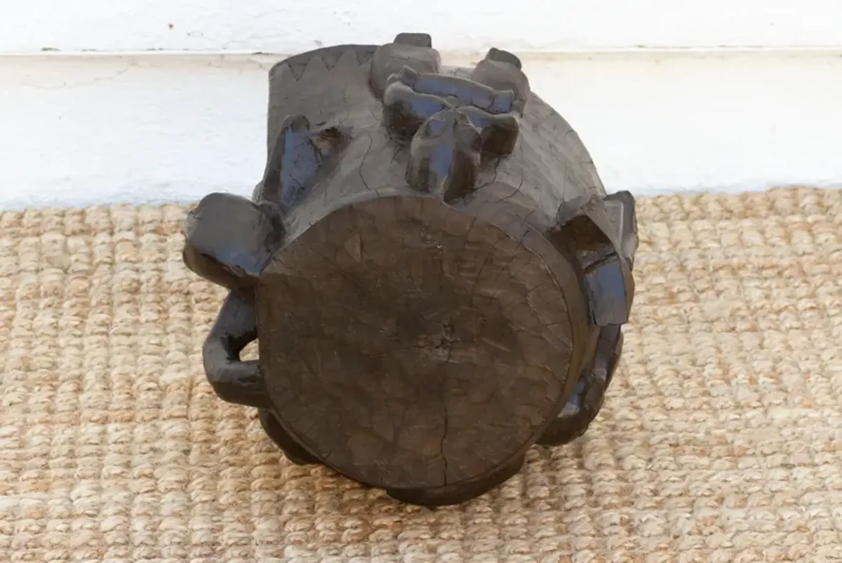 Rustic Figural African Shango Stool - de-cor - brown