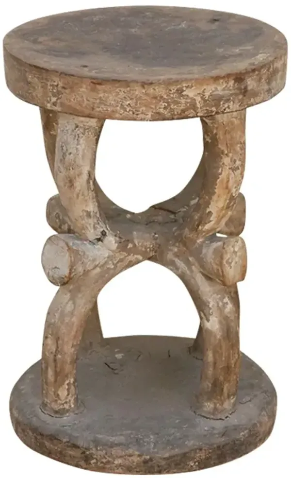 Antique Oxidized Wood Spider Stool