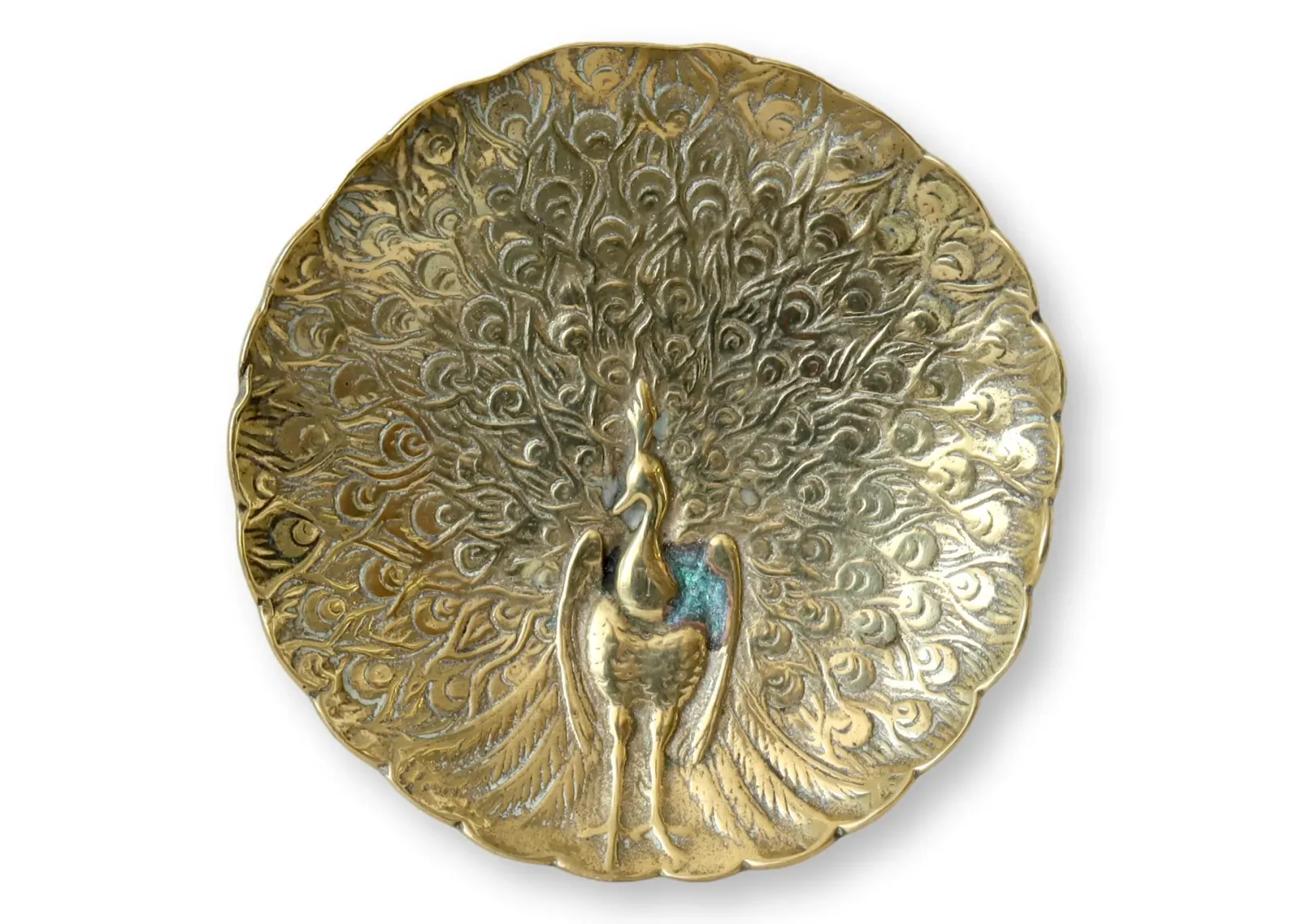 English Brass Peacock Trinket Dish