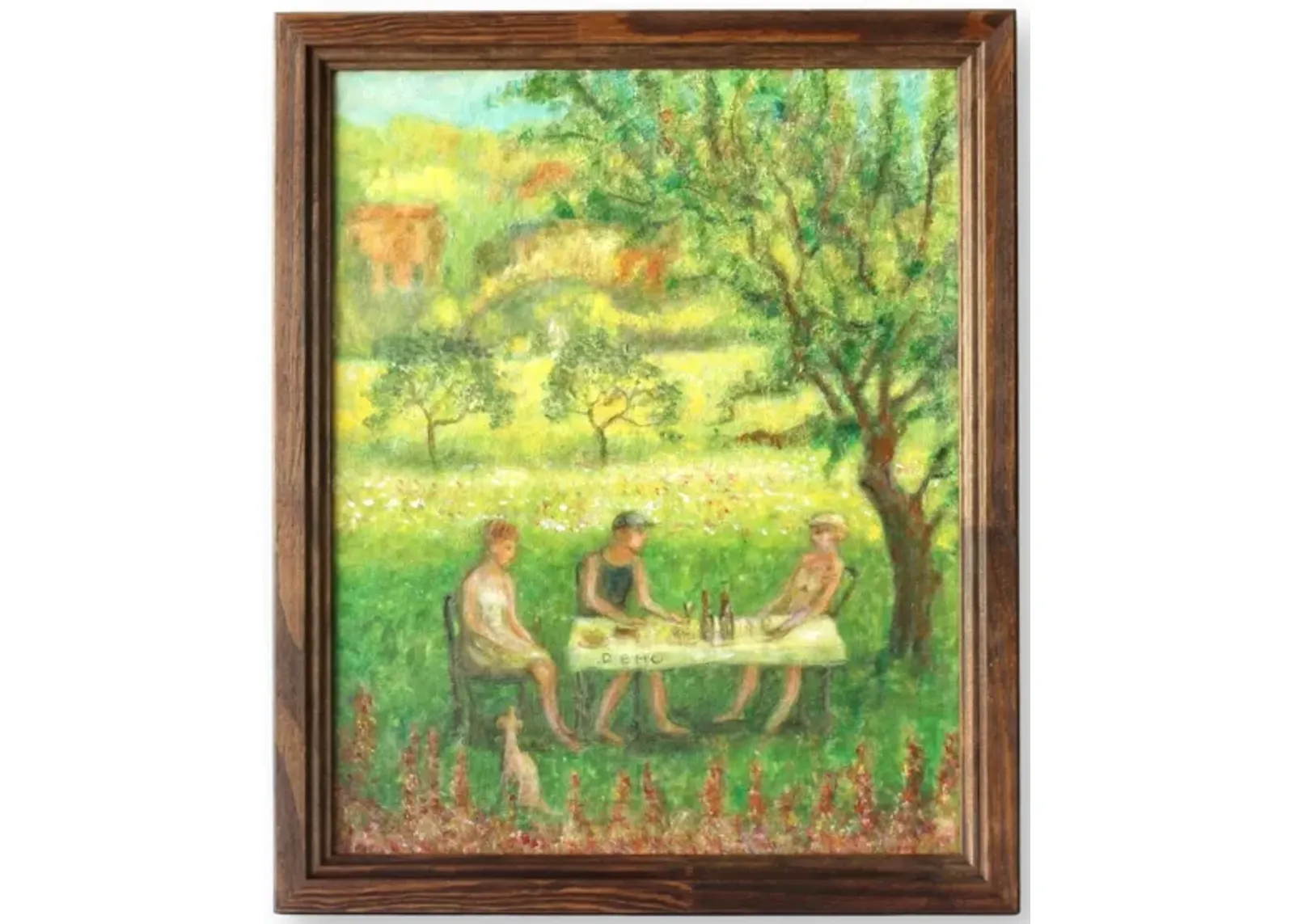 Midcentury French Garden Party Painting