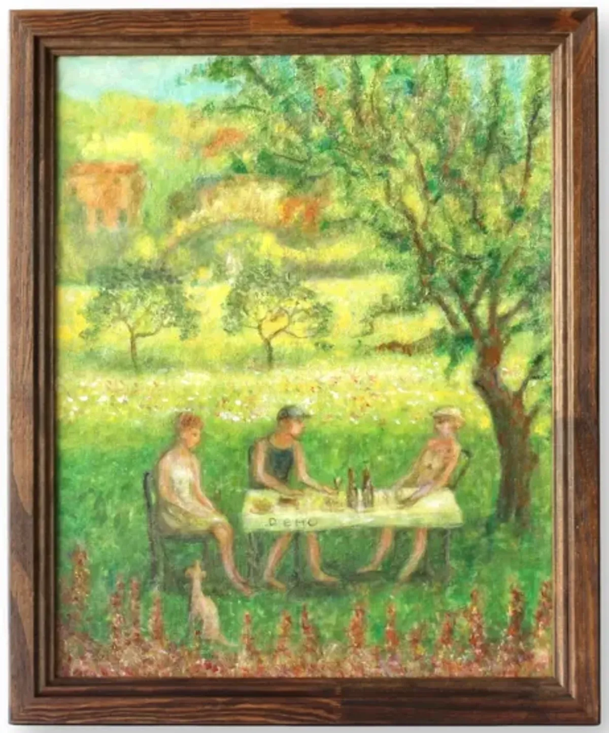 Midcentury French Garden Party Painting