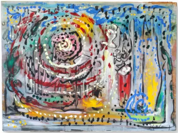 French Abstract Expressionist Painting - The Queens Landing - Blue