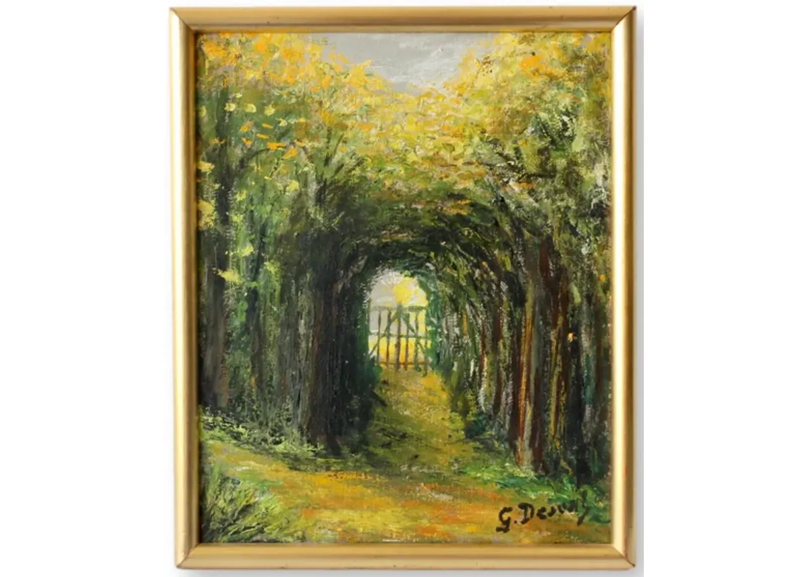 1960s French Enchanting Garden Painting