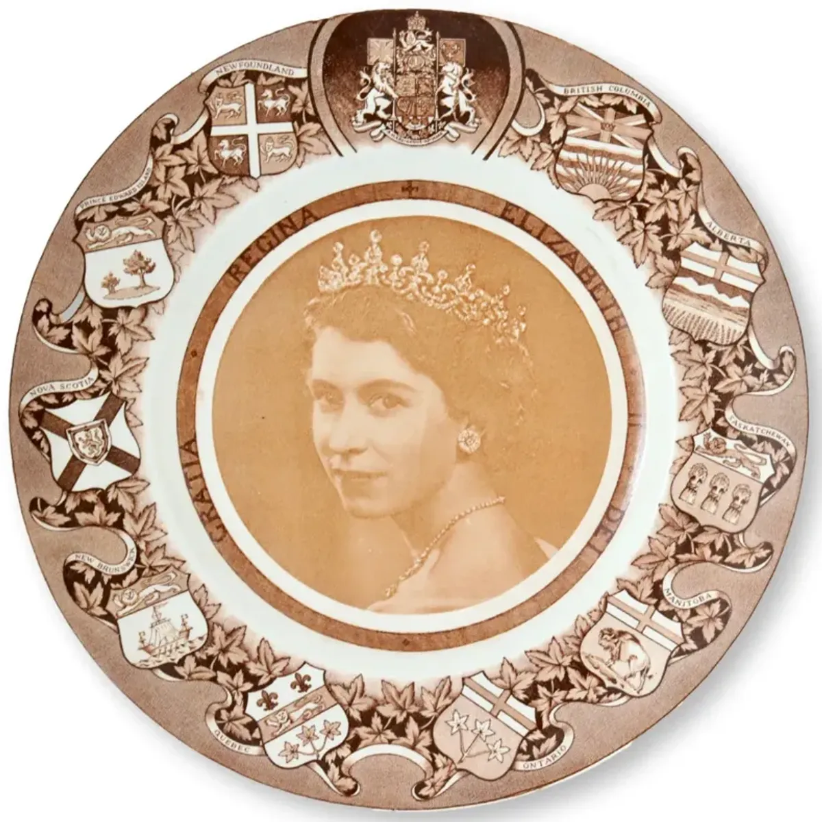 Queen Elizabeth II Coronation Plate - Brown