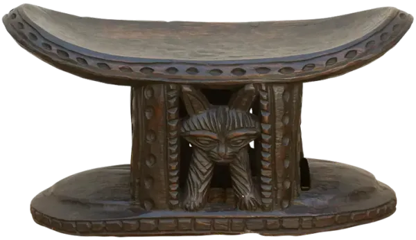 Finely Carved African Feline Bamus Stool - de-cor - brown