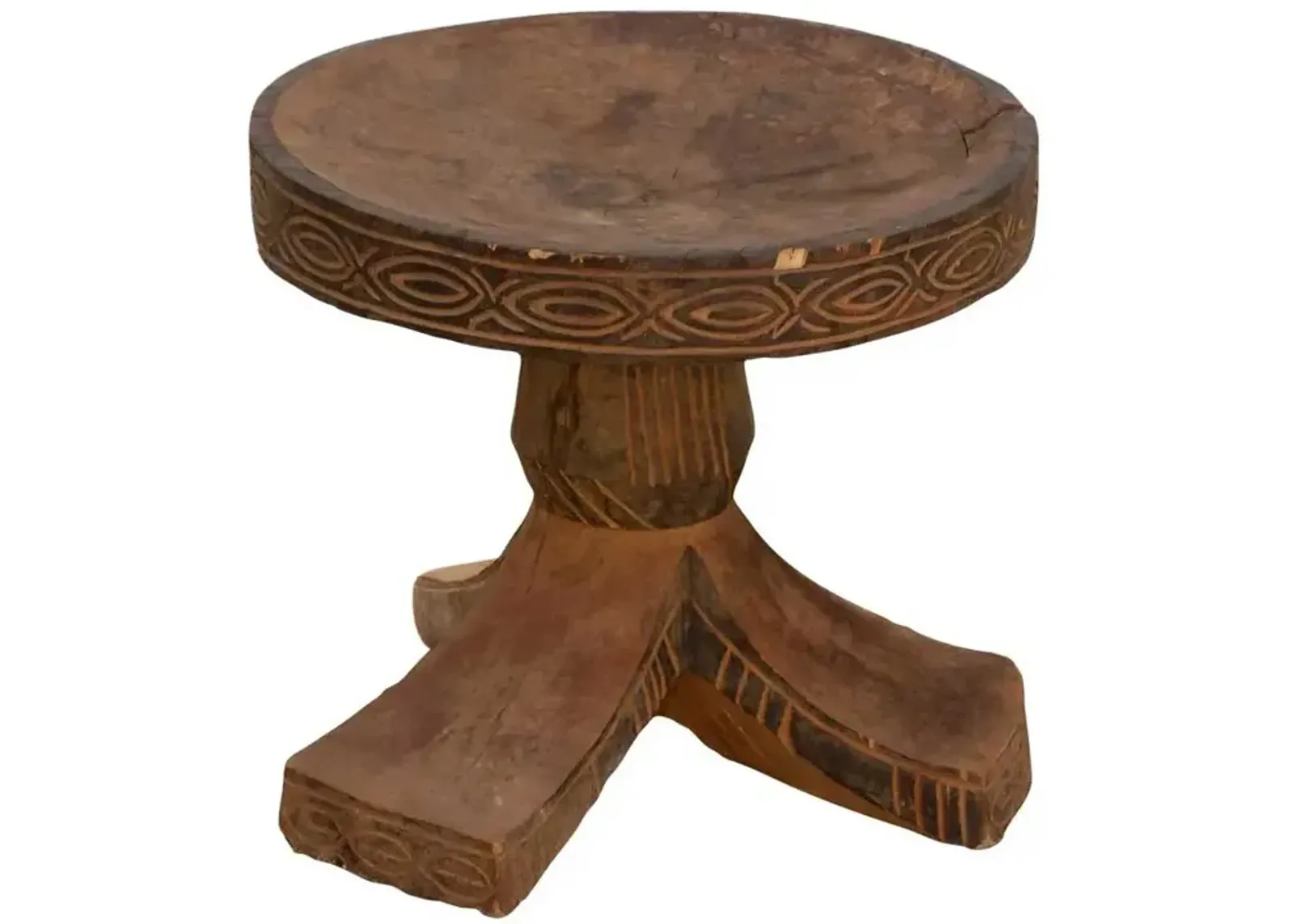 Vintage African Igbo Round Tripod Stool