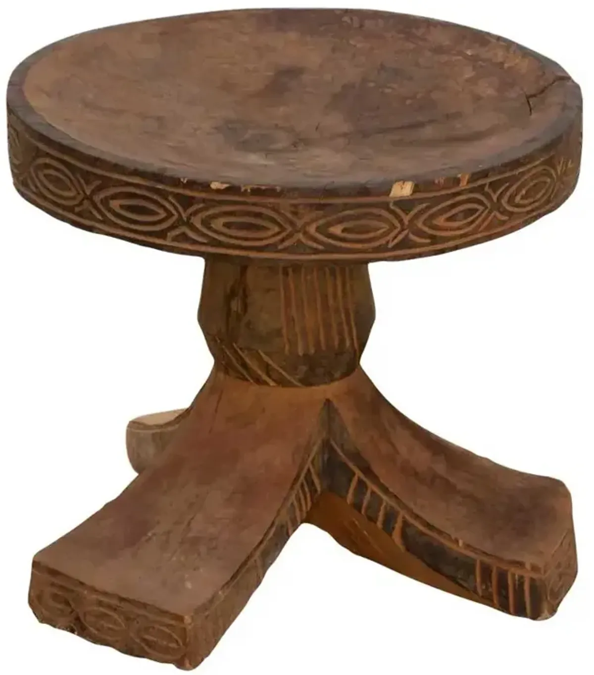 Vintage African Igbo Round Tripod Stool