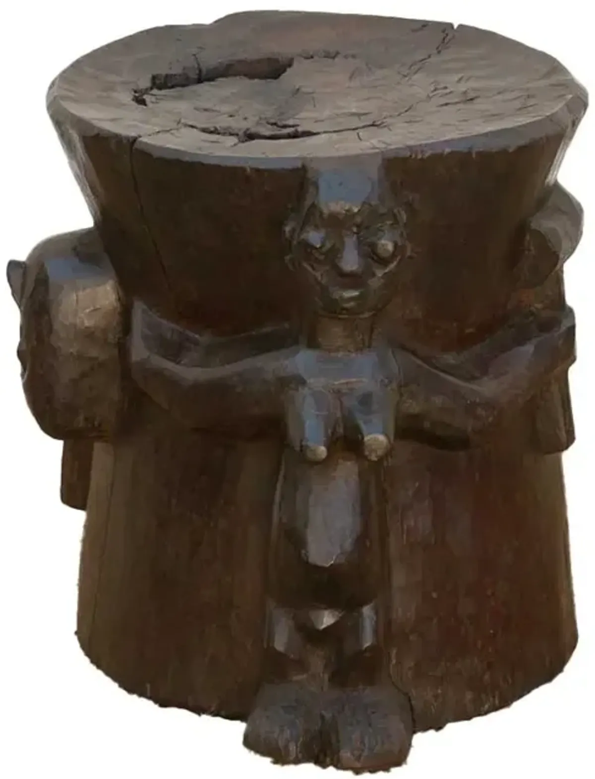 Ebonized Brown Pedestal Shango Stool