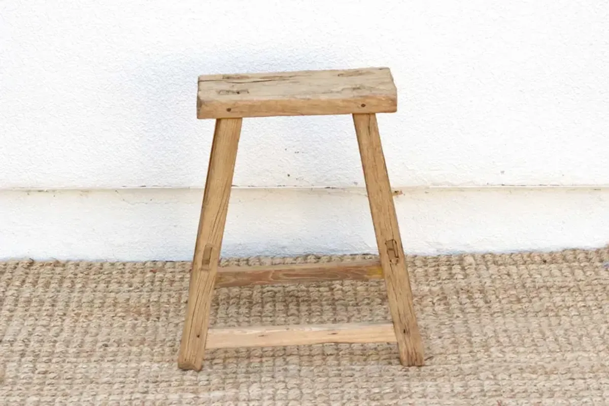 Bleached Wood Asian Joint Stool - de-cor - brown
