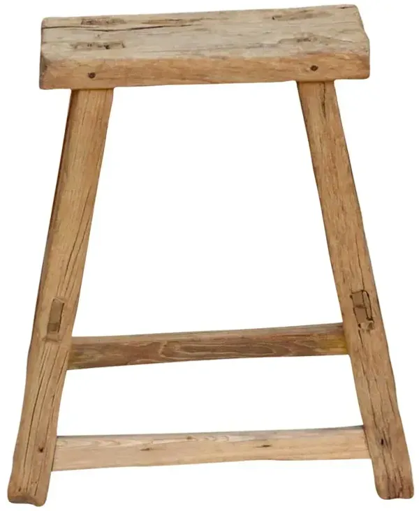 Bleached Wood Asian Joint Stool - de-cor - brown