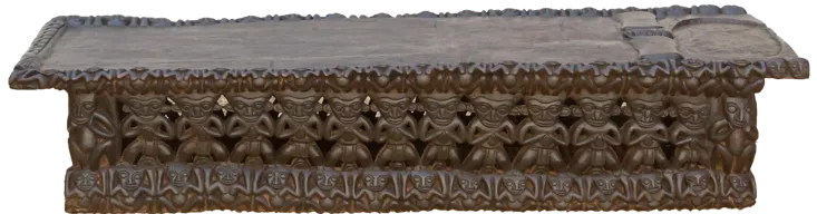 Carved Ebonized Brown Bamileke Bed