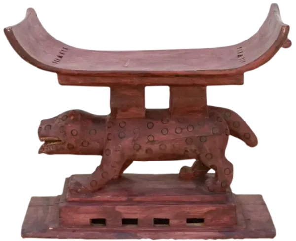 Vintage Leopard Ashanti Stool - de-cor - red