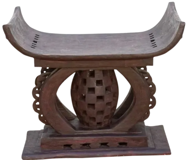 Tall Mid-Century African Asante Stool - de-cor - brown