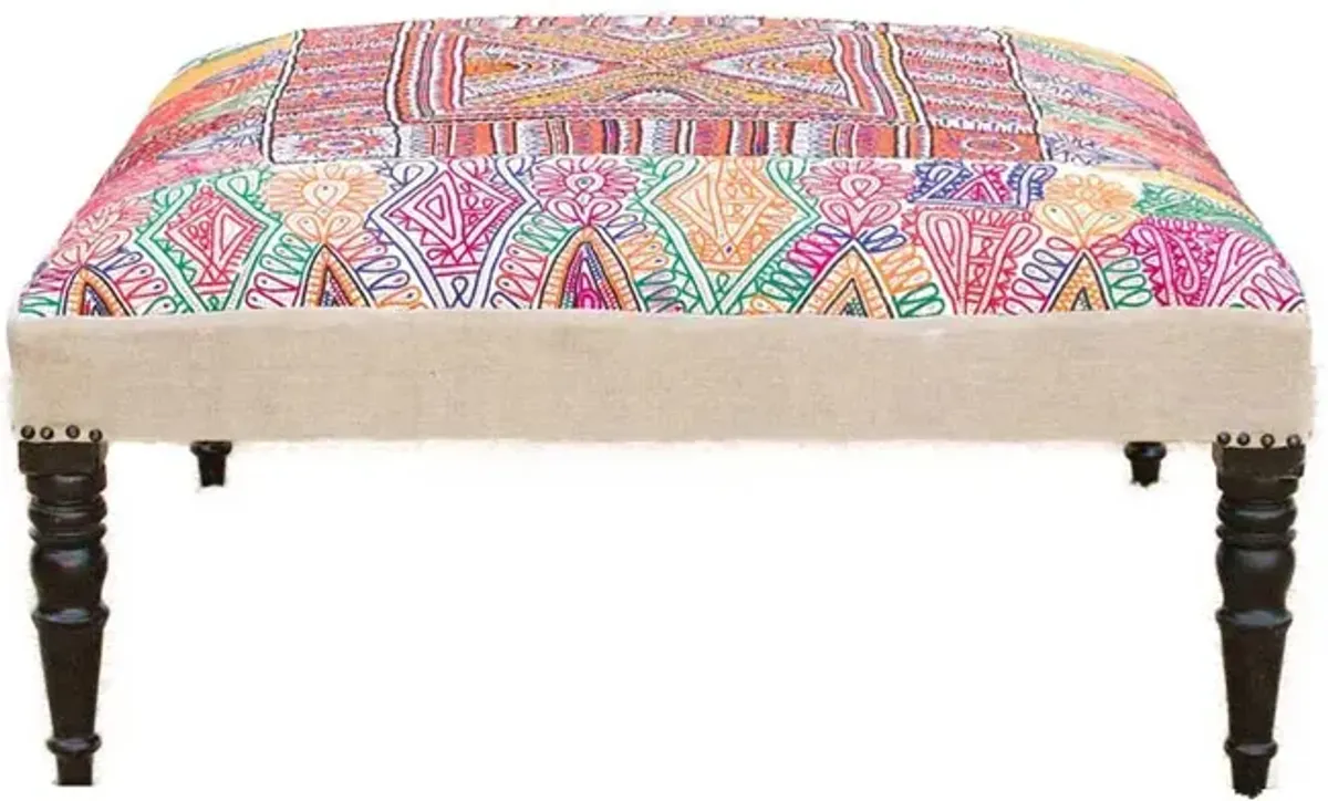 Antique Rabari Tapestry Ottoman