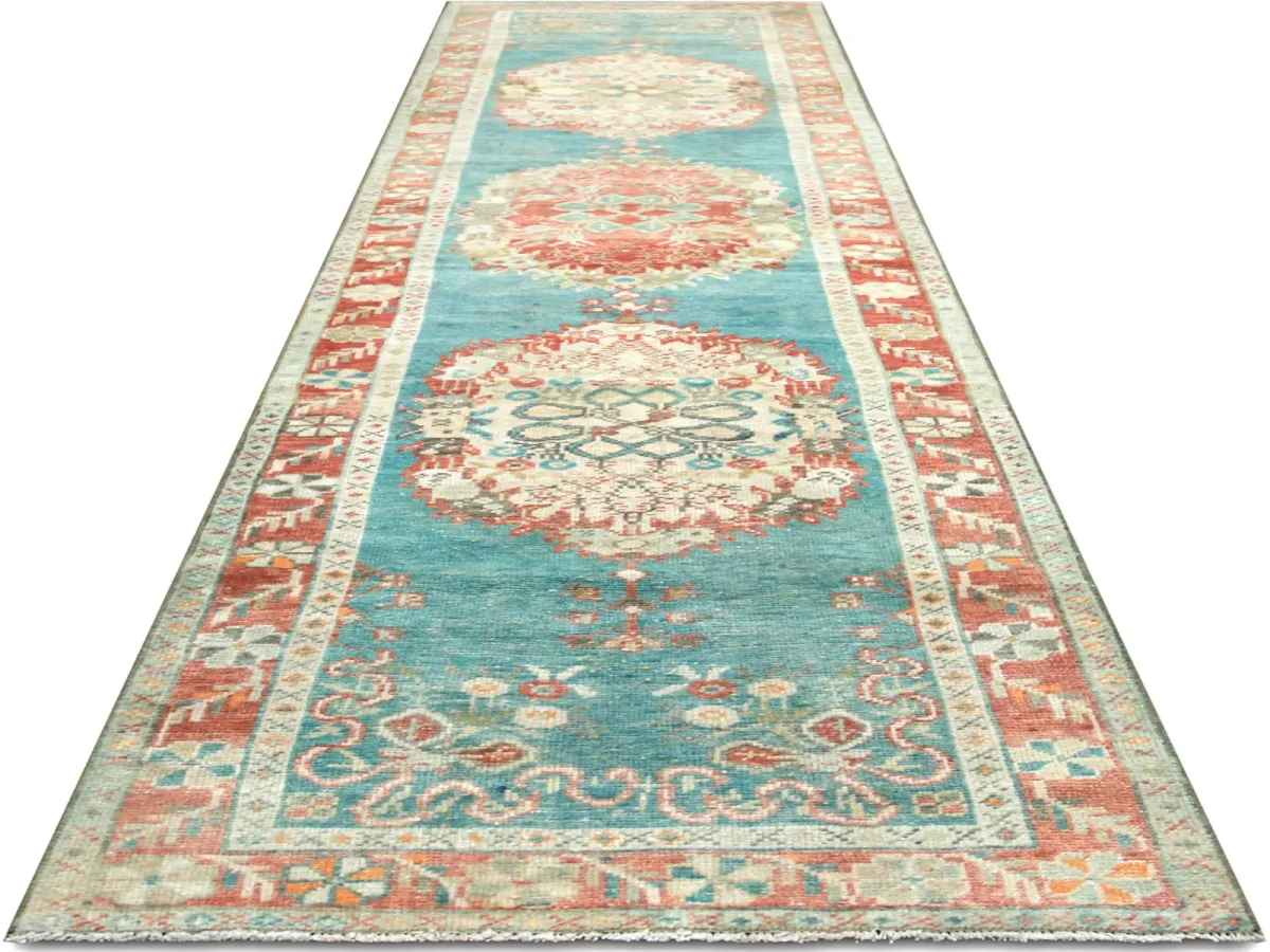 1960s Turkish Oushak Runner-2'7x10'6" - Blue