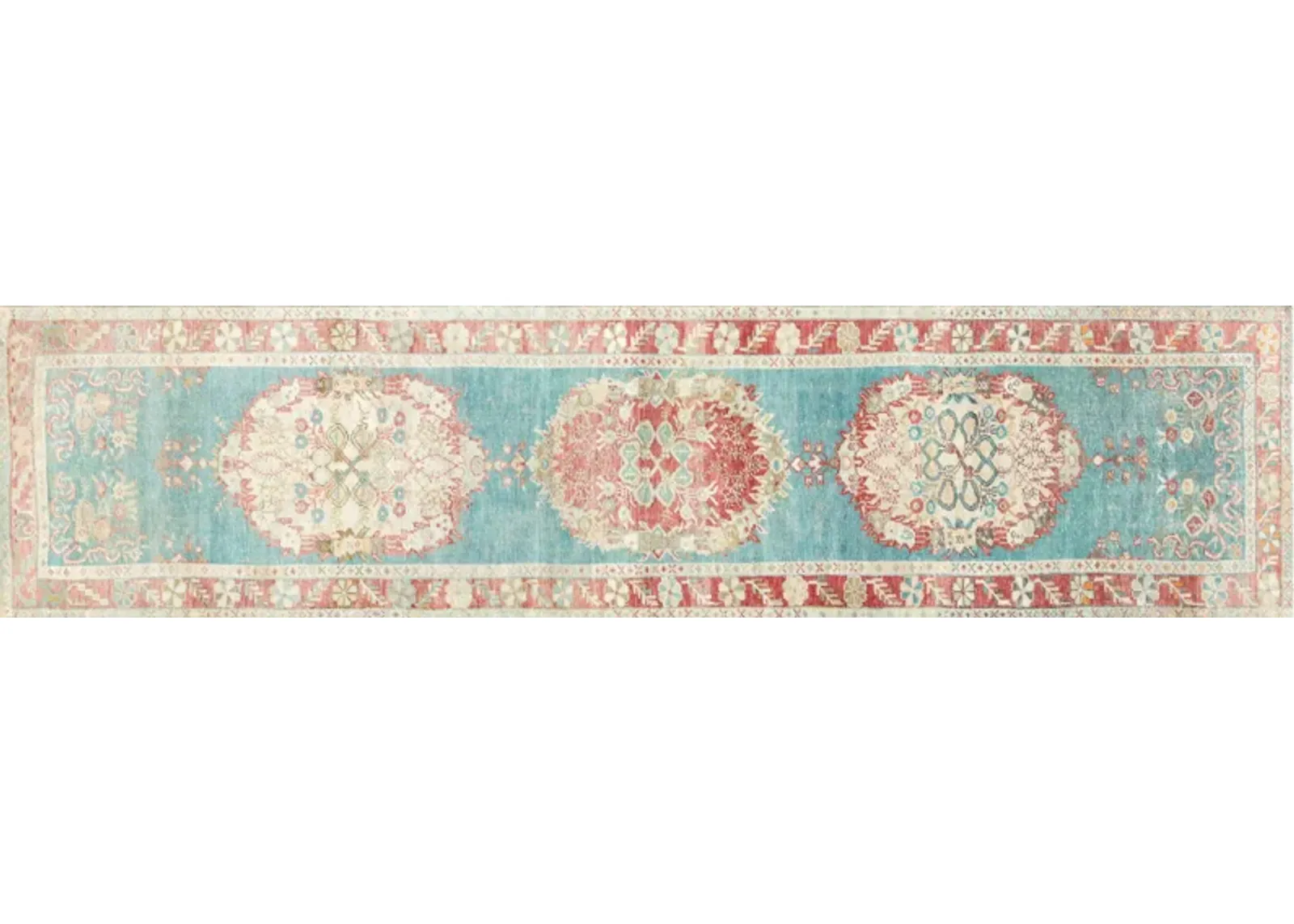 1960s Turkish Oushak Runner-2'7x10'6" - Blue