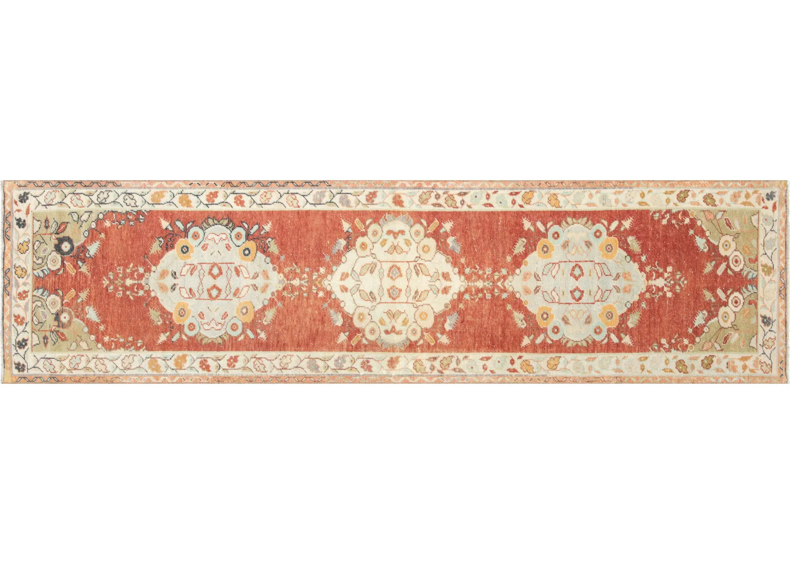 1960s Turkish Oushak Runner-2'10"x10'11" - Orange