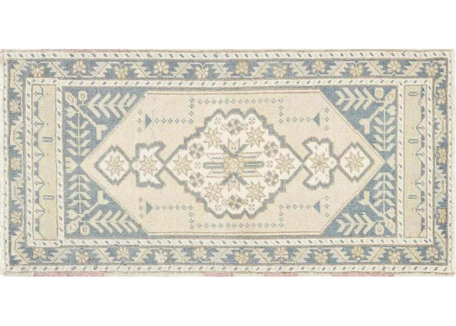 1960s Turkish Oushak Yastic -1'10" x3'6" - Blue