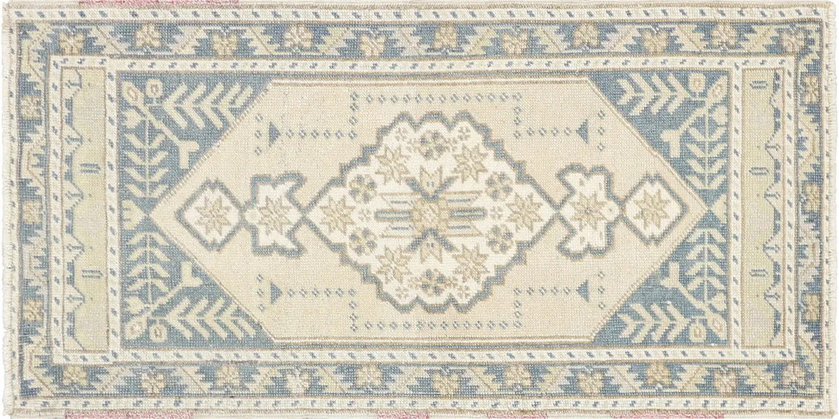 1960s Turkish Oushak Yastic -1'10" x3'6" - Blue