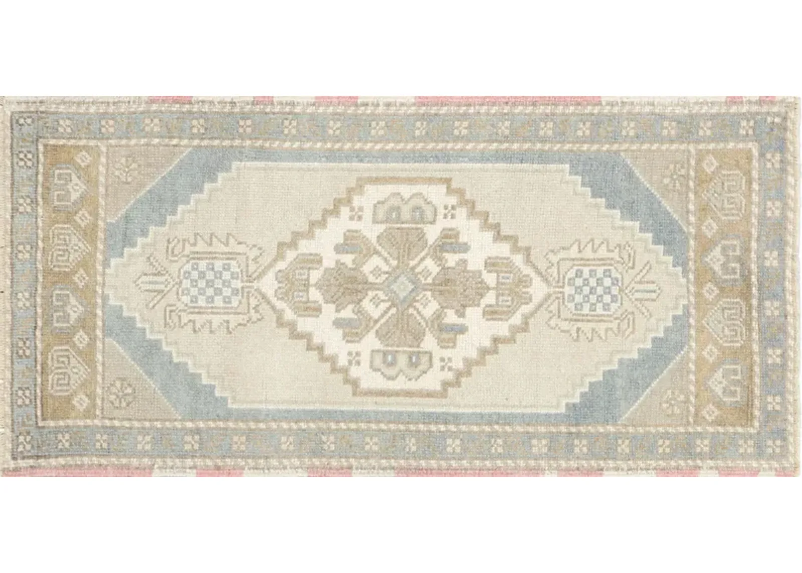 1960s Turkish Oushak Yastic -1'11"x4' - Beige