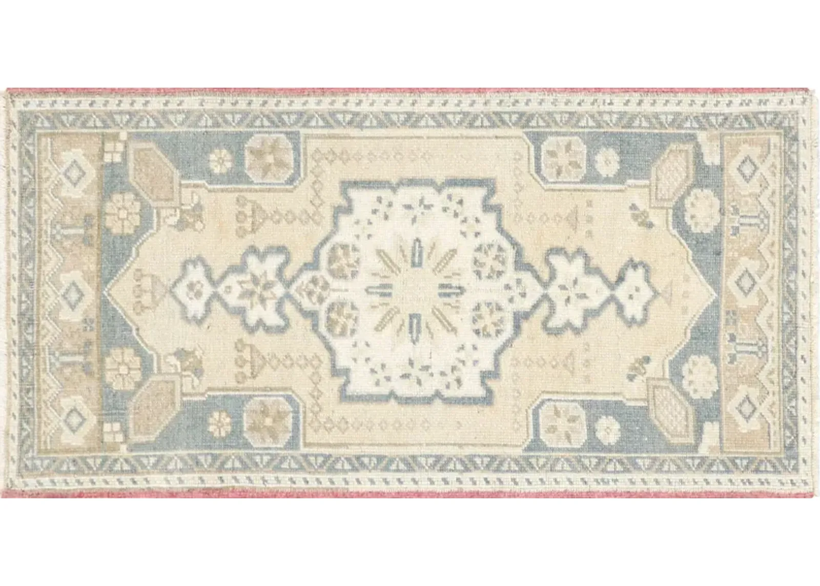 1960s Turkish Oushak Yastic -1'10"x 3'7" - Grey