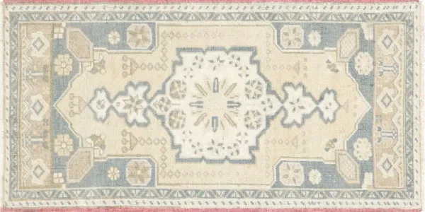 1960s Turkish Oushak Yastic -1'10"x 3'7" - Grey