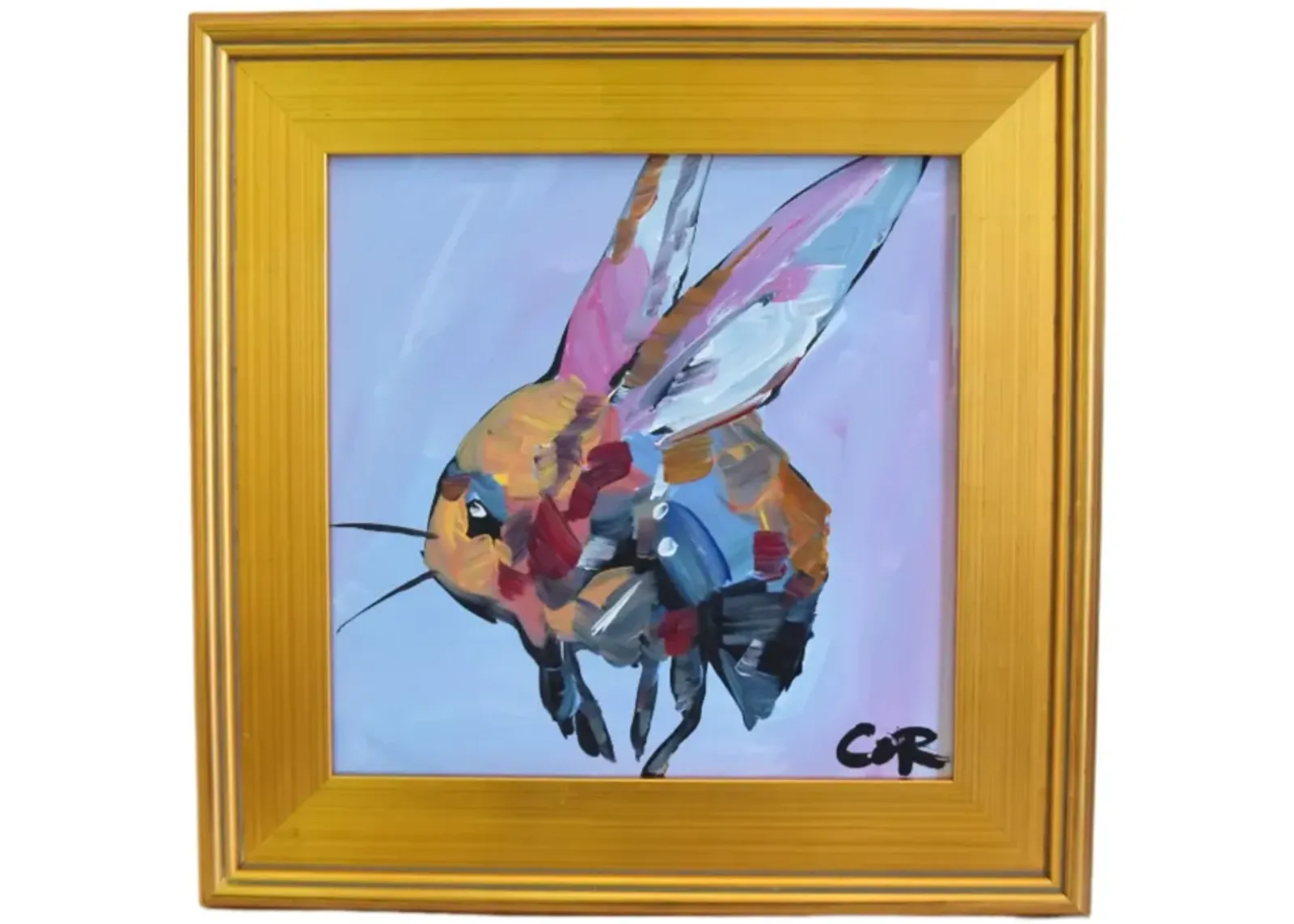 Abstract Bumble Bee Framed Painting - Purple