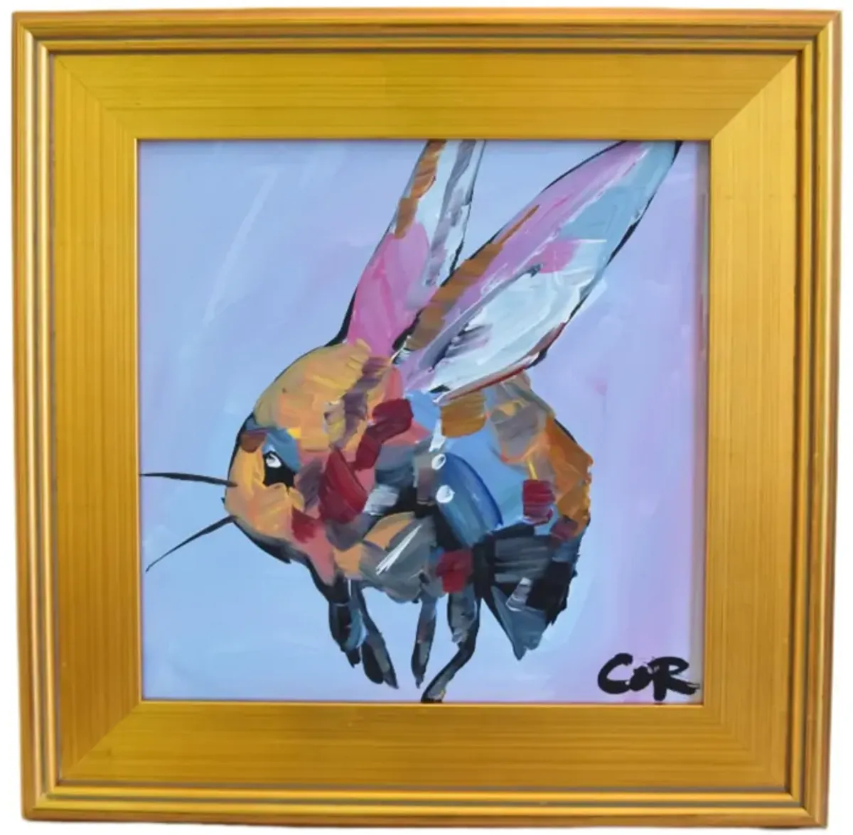 Abstract Bumble Bee Framed Painting - Purple