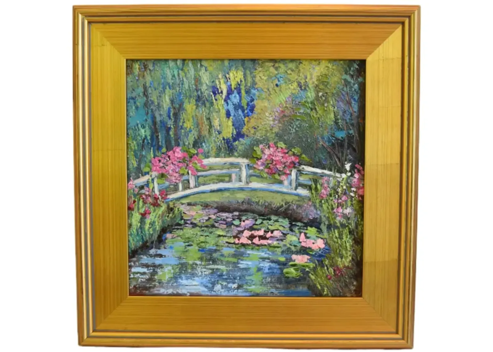 Monet-Style Water Lilies Pond Painting - Green