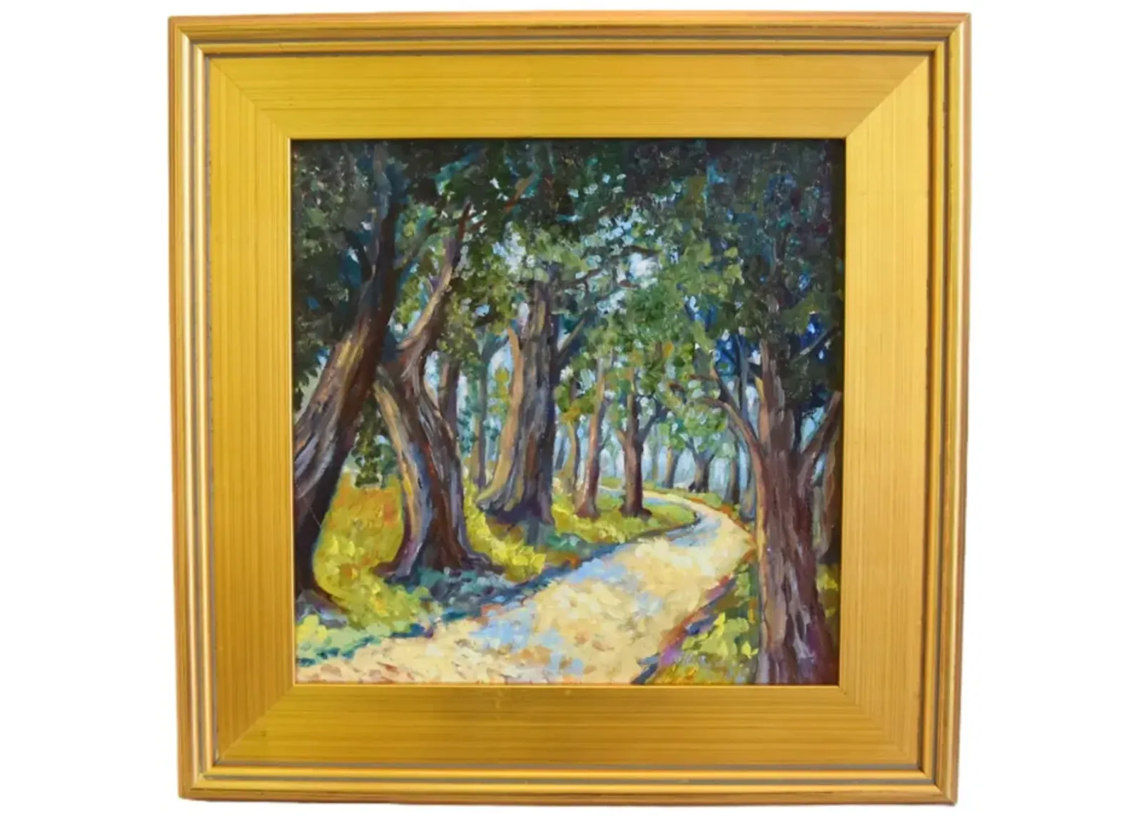 Forest Landscape with Path Oil Painting - Green